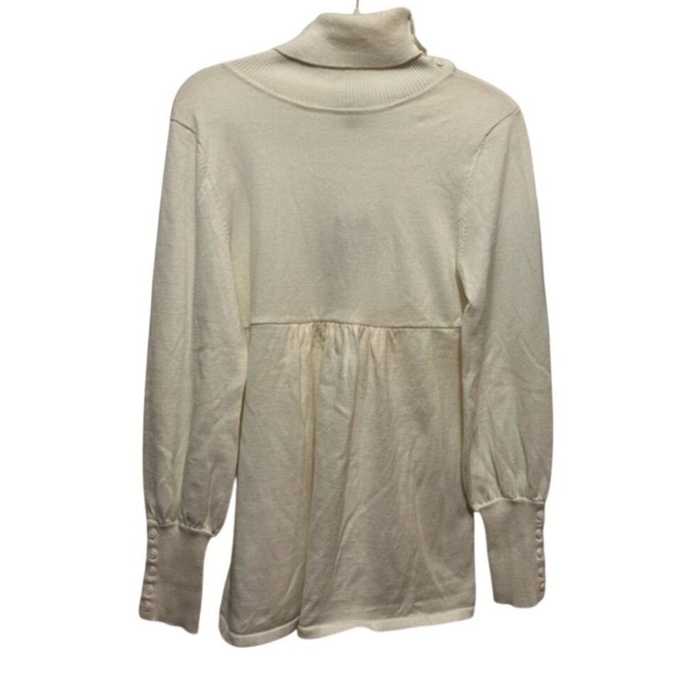 Sonoma Goods For Life Turtleneck Sweater Ivory Cable Knit Pullover L Button Cuff